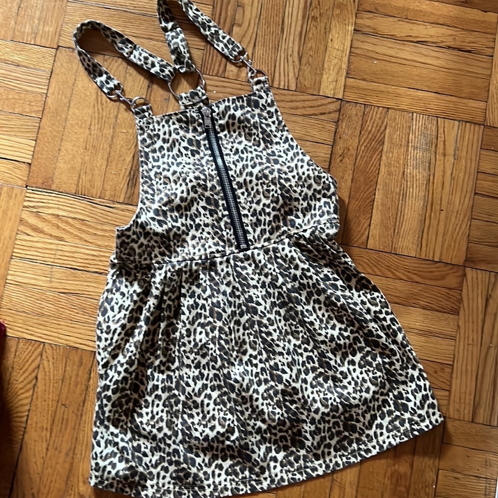 COPY - Current Mood sz small Leopard print overalls minidress.